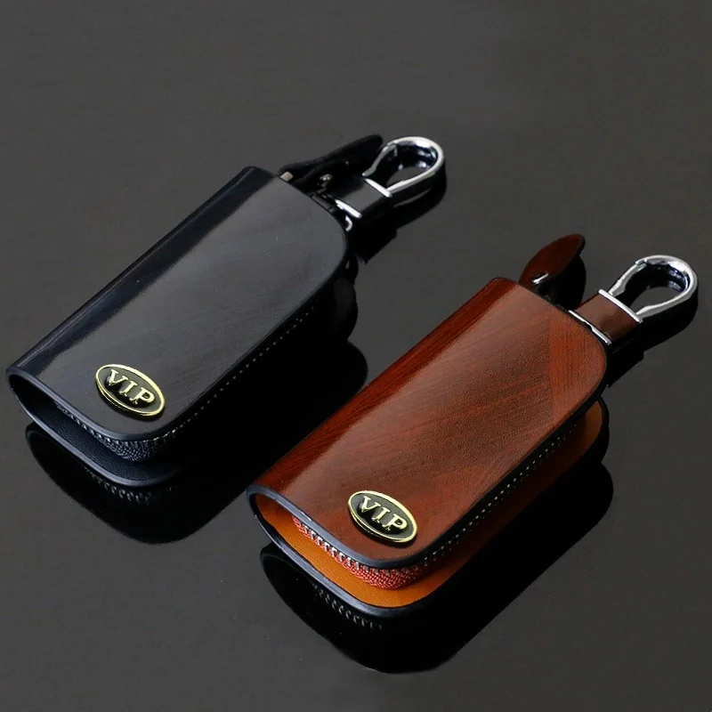 Uniwersalny skórzany VIP Smart Flip Remote Car Key Fob Shell Case Cover Holder Chain Bag Keychain Wallet Pouch Organizer Motorcycle