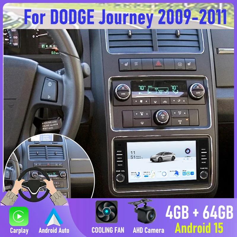 

7'' Android 15 Car Stereo 4+64GB For Dodge Journey 2009-2011 CarPlay Android Auto GPS Navi WiFi BT Touch Screen FM Canbus