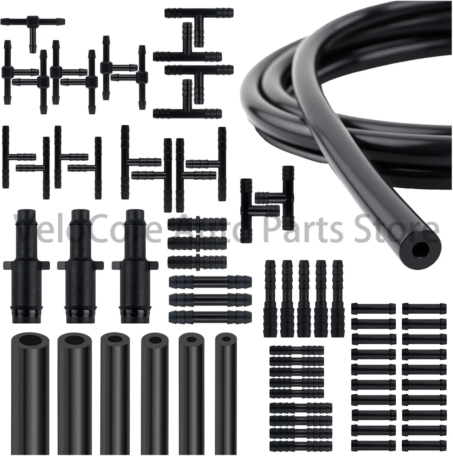 Premium 6Pcs 5Ft Automotive Vacuum Hose + 113Pcs Vacuum Line Connectors Kit for Chevrolet - Heat-Resistant & Flexible