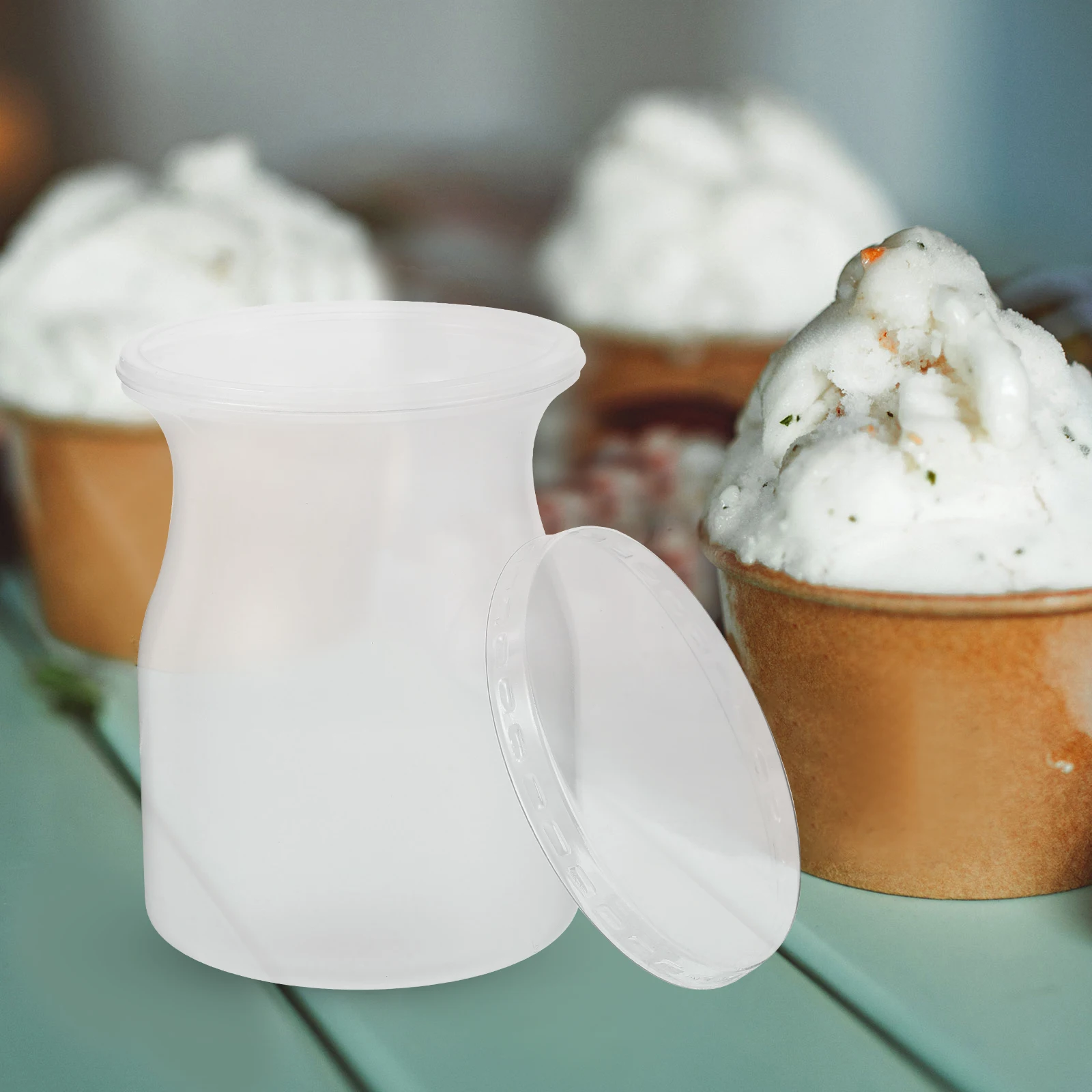 

20 Set Frosted Yogurt Bottle Pudding Cups Mousse Dessert Clear Plastic Ice Cream Lids PP Mini Small Cake Storage Containers