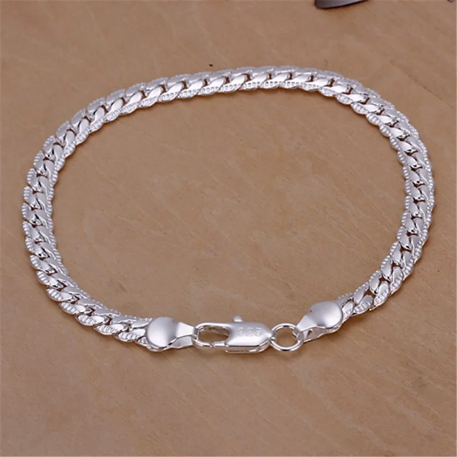 Personalized Women Men 925 Sterling Silver 5mm Snake Chain Gold 925 Plated Bracelets Fashion Jewelry Christmas Gifts