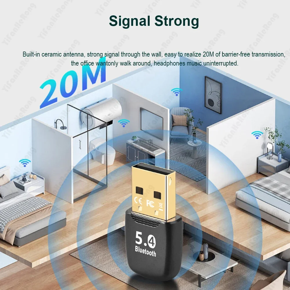 Bluetooth-compatible 5.4 USB Receiver Transmitter Adapter BT Audio Drive free for PC Speaker Wireless Mouse Car Electronics