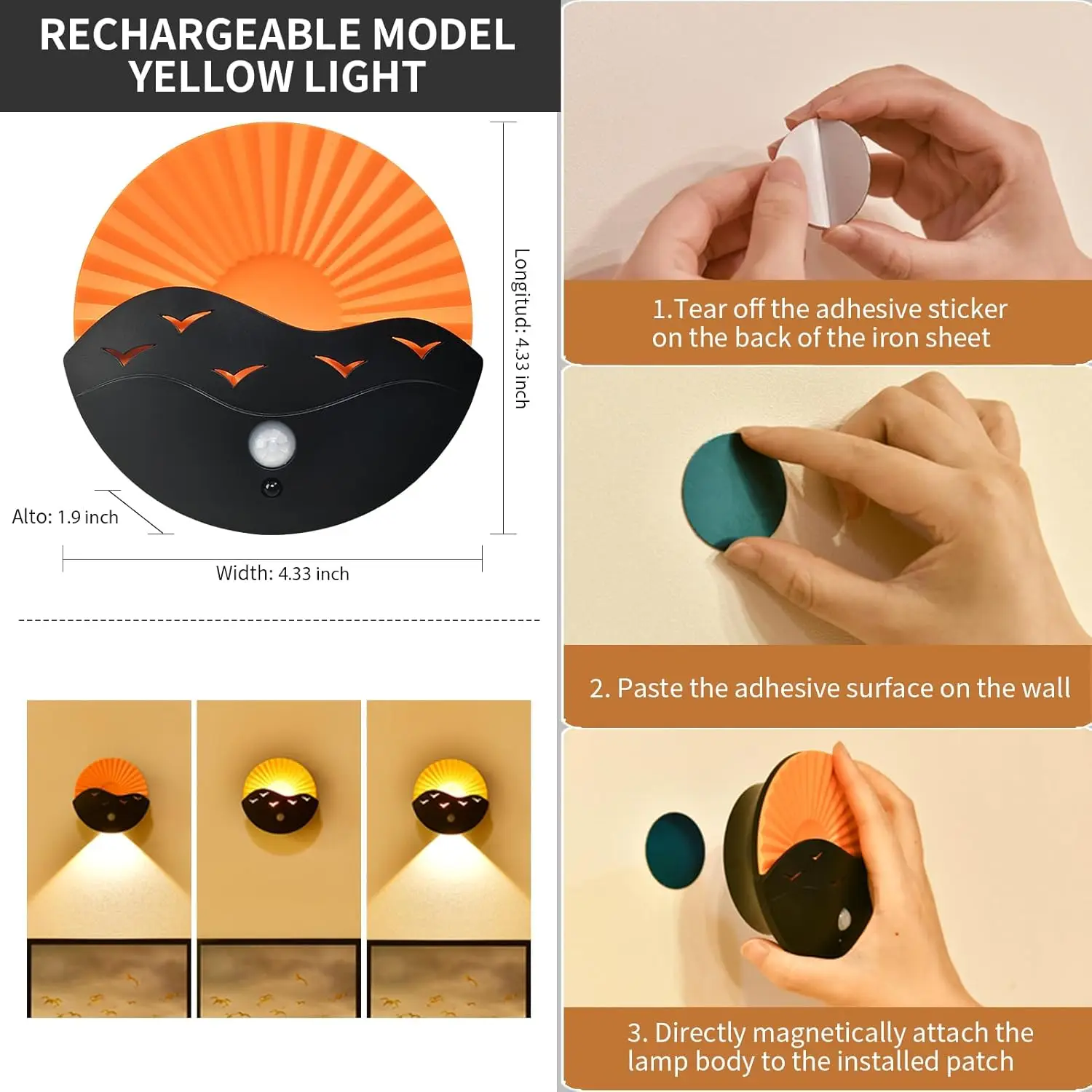 XIAOMI مصباح الليل مع محس حركة 2000mAh قابلة للشحن LED حتى أسفل الجدار ضوء أضواء لاسلكية مغناطيسية لغرفة النوم السرير