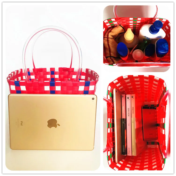 

Handwoven Beach Bag Handheld Bathing Basket op Basket Holiday Maldives Handmade St Bag Soft Open Top Casual Stripe