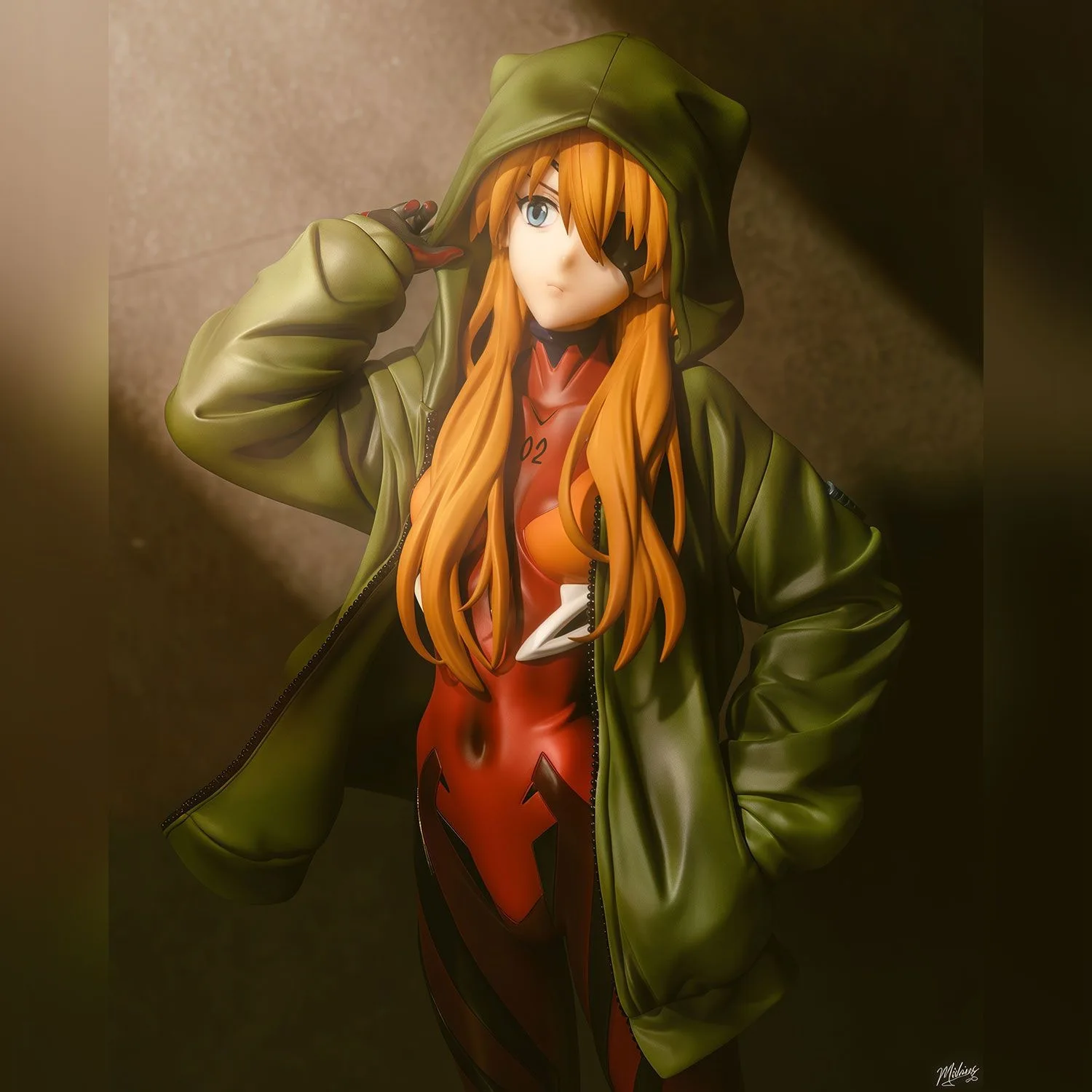 Neon Genesis Evangelion Asuka Langley Soryu Green Coat Anime Figure Pvc Dolls Double-Headed Statue EVA Collectible Toys view 5
