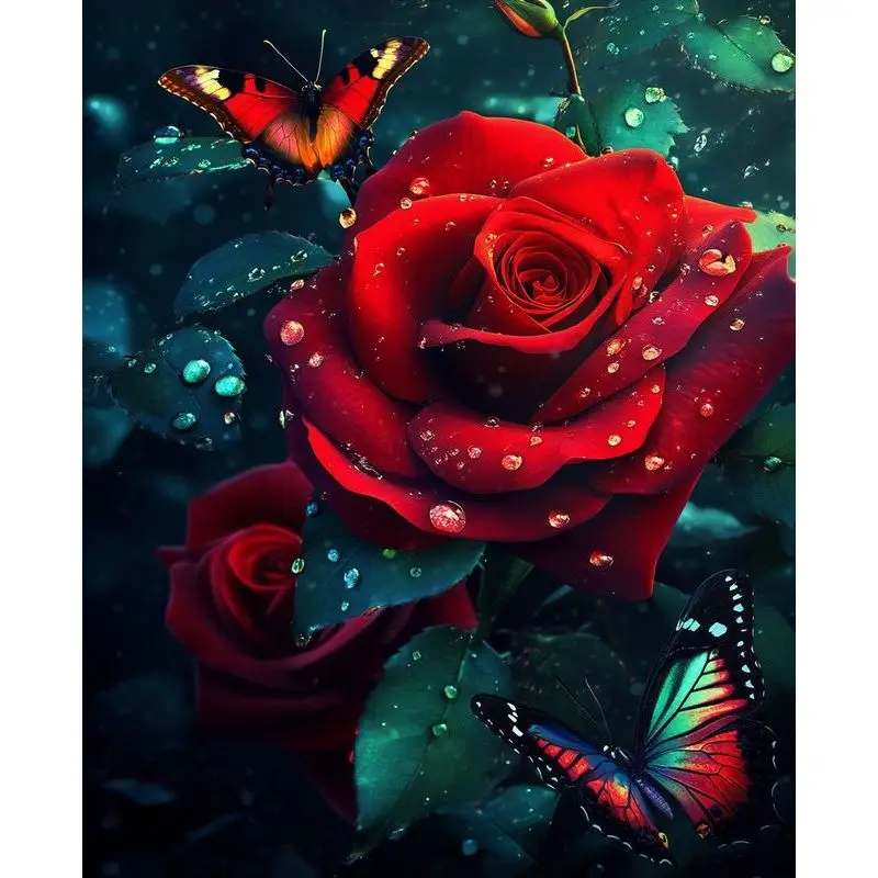 

Набор для рисования по номерам на заказ, красные цветы, раскраска по номерам «сделай сам», для взрослых, домашний декор, акриловая краска