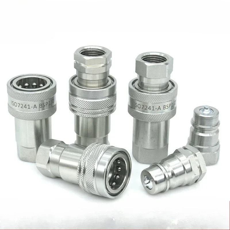 1 Set Closed Type Hydraulic Quick Coupler, Carbon Steel Quick Disconnect Coupling 1/8 1/4 3/8 1/2 3/4 1