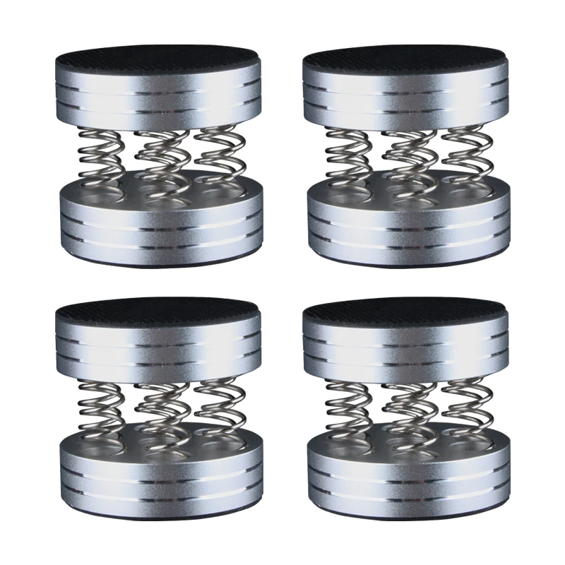 HHDZI aluminum alloy spring speaker feet hi‑fi shock absorber damping foot pad silver black for amplifier turntable