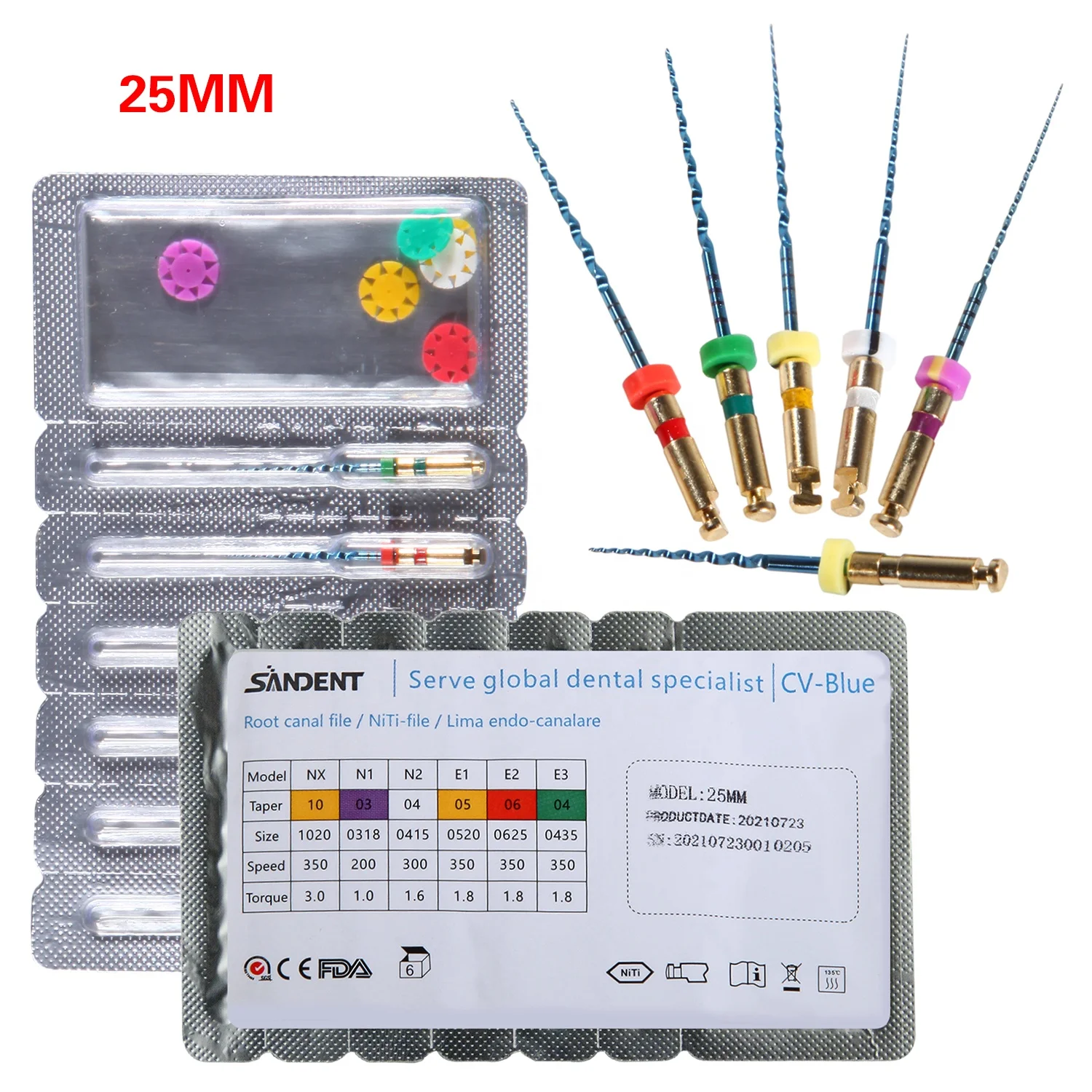 ¡Gran venta! Den tal Endo Endodoncia Universal Motor NITI limas rotativas 25mm archivo de conducto radicular 6 unids/pack