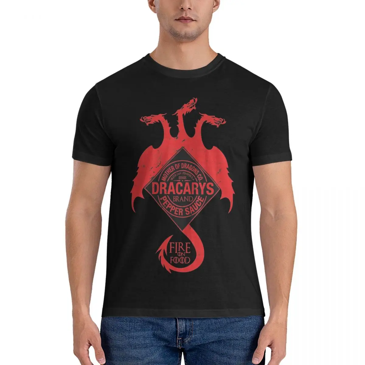 Red Dragon H-Houses T-Targaryenes T-Shirt Summer Street Style T Shirts 100 Cotton Harajuku Tee Shirt For Men Short Sleeves Tops