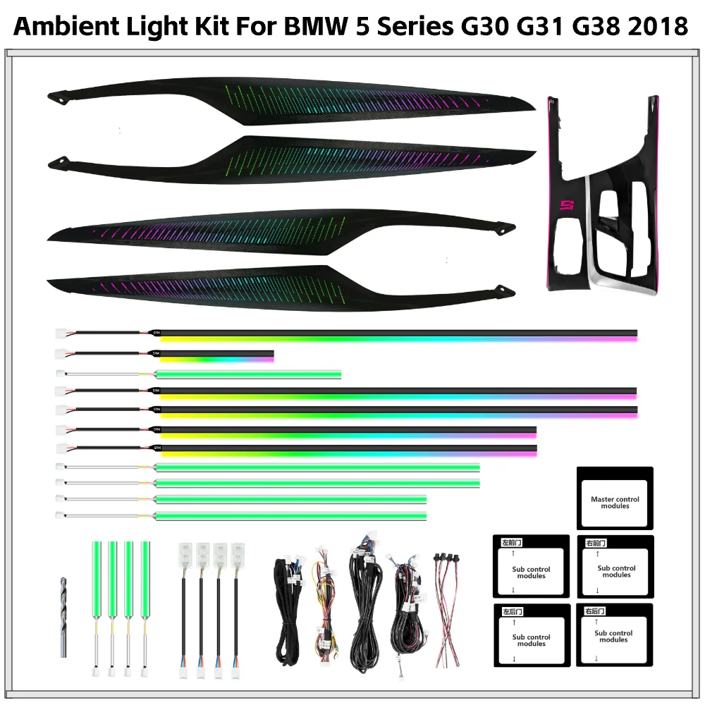 

APP Controlled RGB LED Air Vent Ambient Light for BMW 5 Series G30 G31 G38 2018 Interior Strip Upgrade Kit
