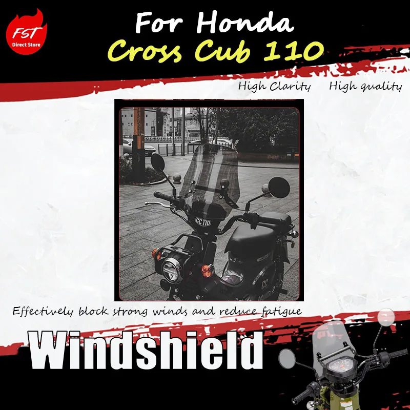 

For Honda Cross Cub 110 CC110 Motorcycle Windshield Windscreen Wind Deflector Protector Retro Scooter Accessories