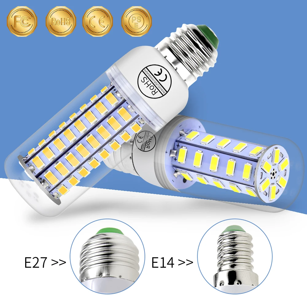 

E27 LED Bulb 220V Ampoule Led E14 Bombillas Led Candle Lamp Corn SMD 5730 24 36 48 56 69 72LEDs Chandelier Home Lights