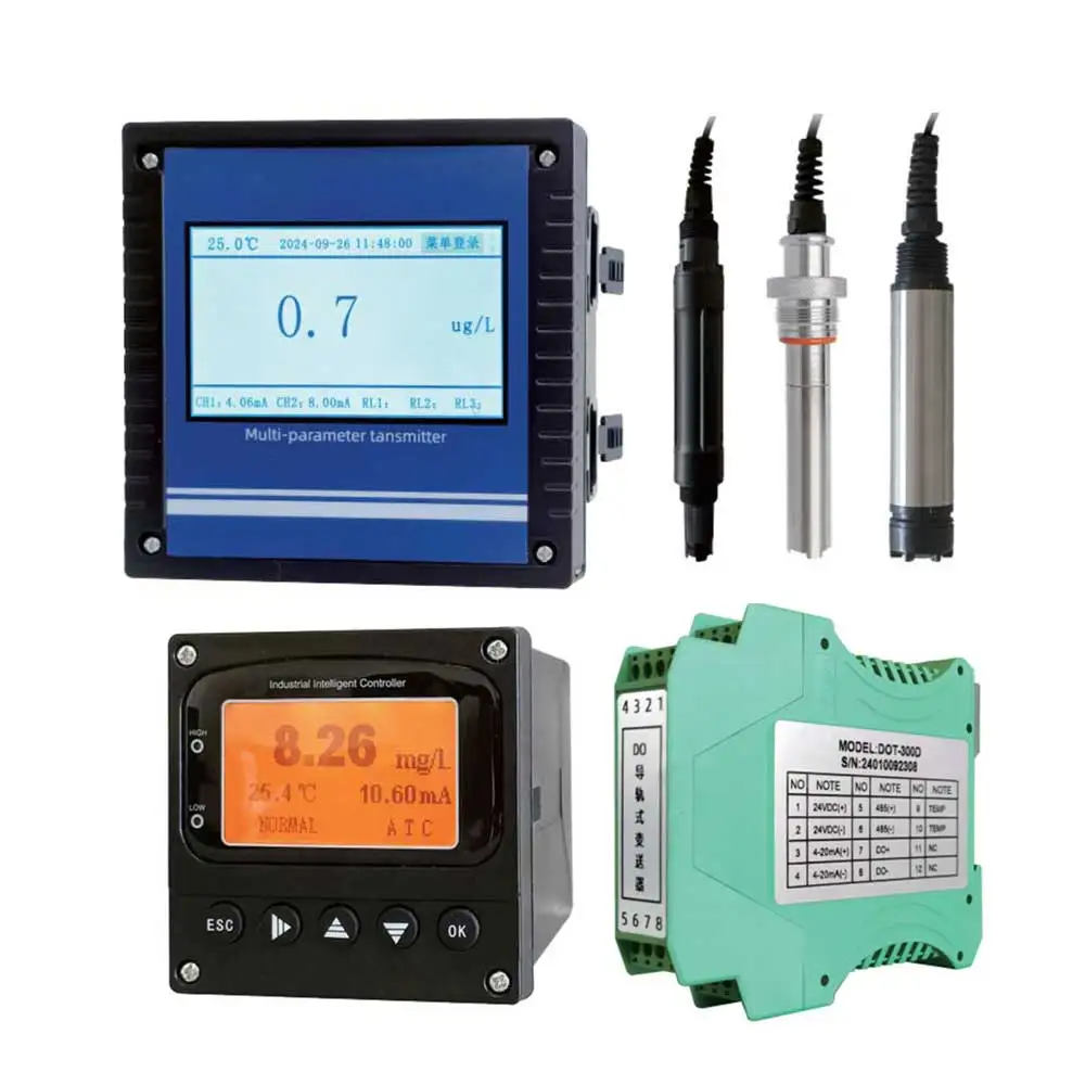 Touchscreen Dissolved Oxygen Analyzer rs485 4-20mA optical digital industry water quality din rail mount DO transmitter