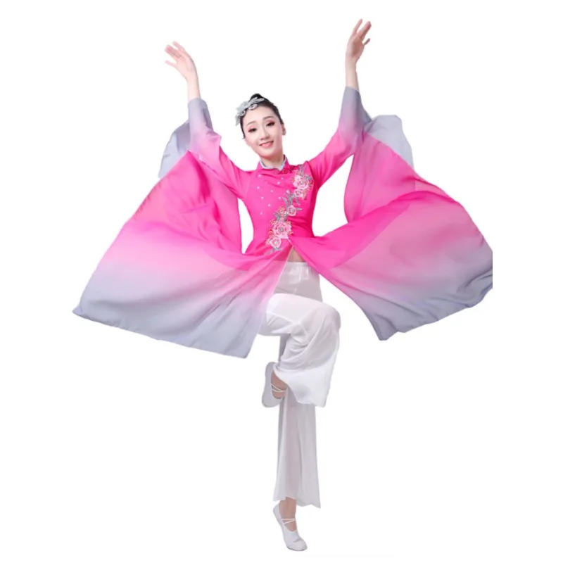 

Новый стиль 2026: Костюм для классического танца, женский наряд для танца Янко, одежда для веерного танца, китайский этнический стиль