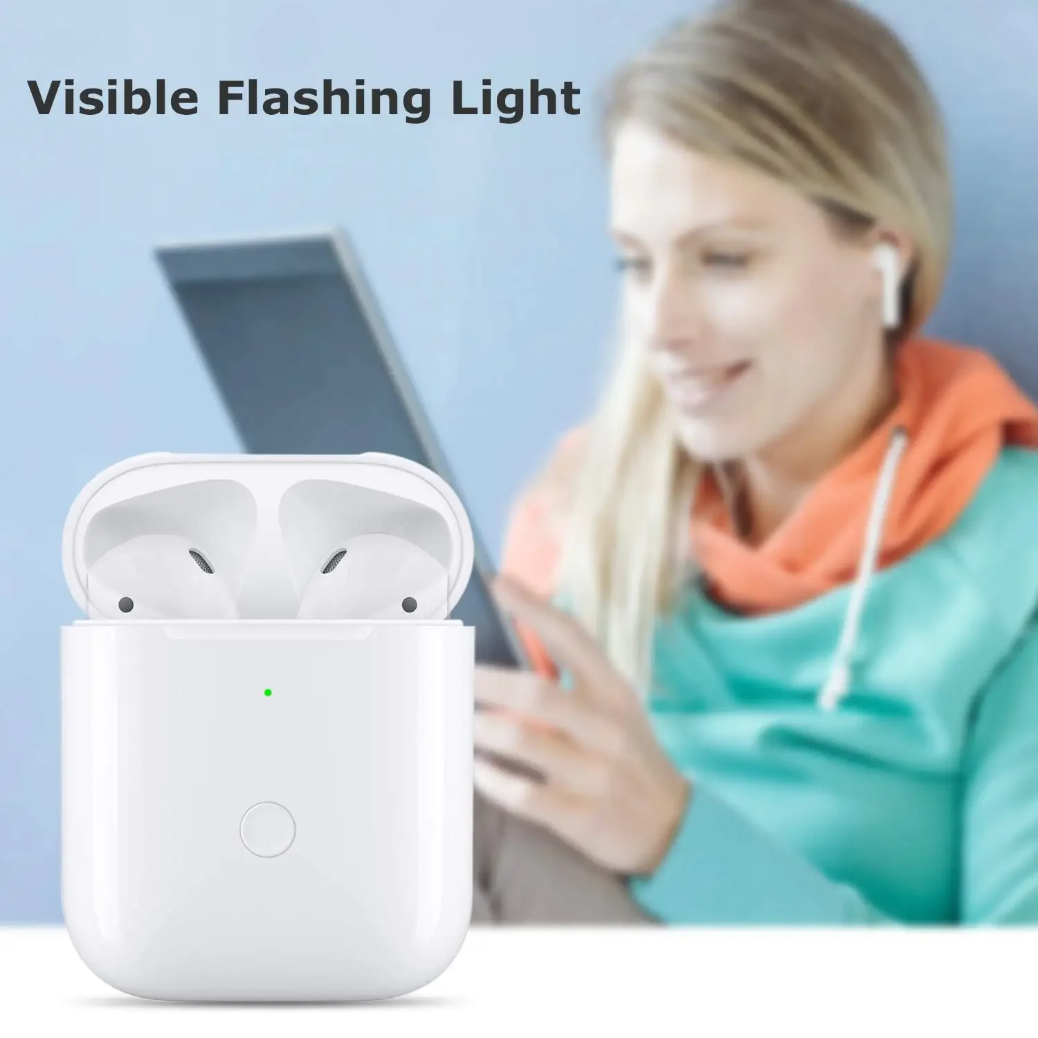 Charging Case Wireless For Airpod Replacement Charging Case Compatible with AirPods 1&2 Airpod Charger Case Pairing Sync Button