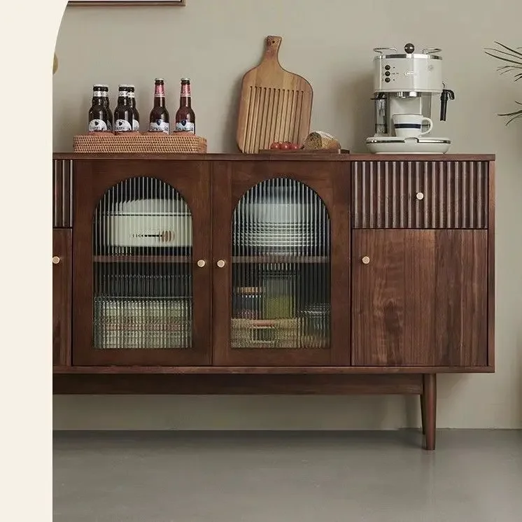 북유럽 일본식 라이트 럭셔리 원목 식탁 사이드 캐비닛 벽면 설치형 다기능 티 캐비닛