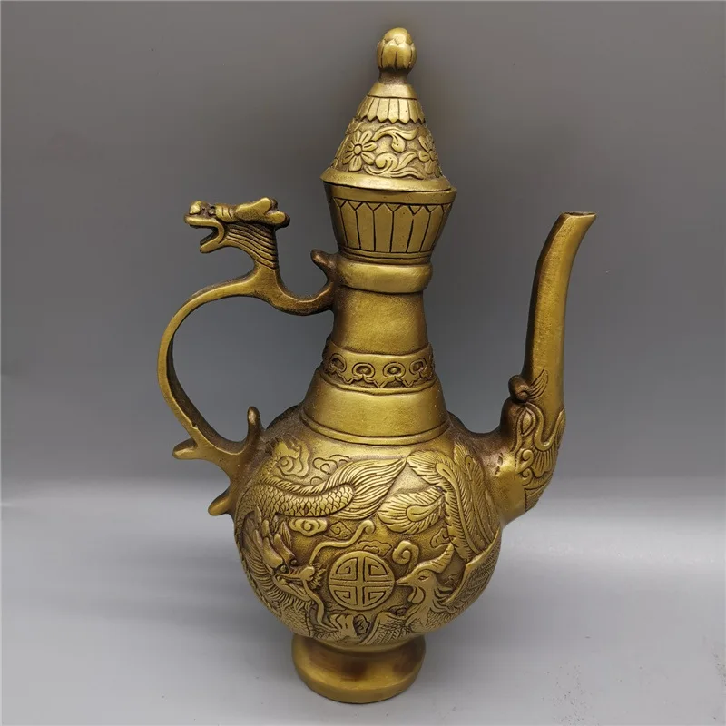 artisanat-en-laiton-de-style-antique-dragon-et-phenix-ornements-de-pot-de-vin-de-bon-augure-ornements-de-maison-en-laiton-vente-en-gros