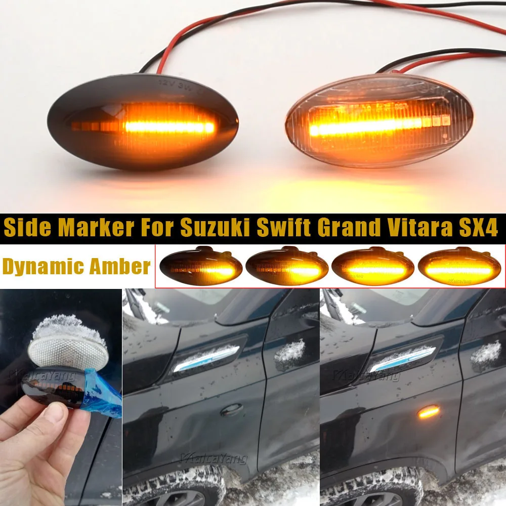 Dynamic LED Turn Signal Lights Side Marker Lamp For Suzuki Grand Vitara Jimny Swift SX4 S-Cross APV Arena XL7 Alto Fiat Sedici