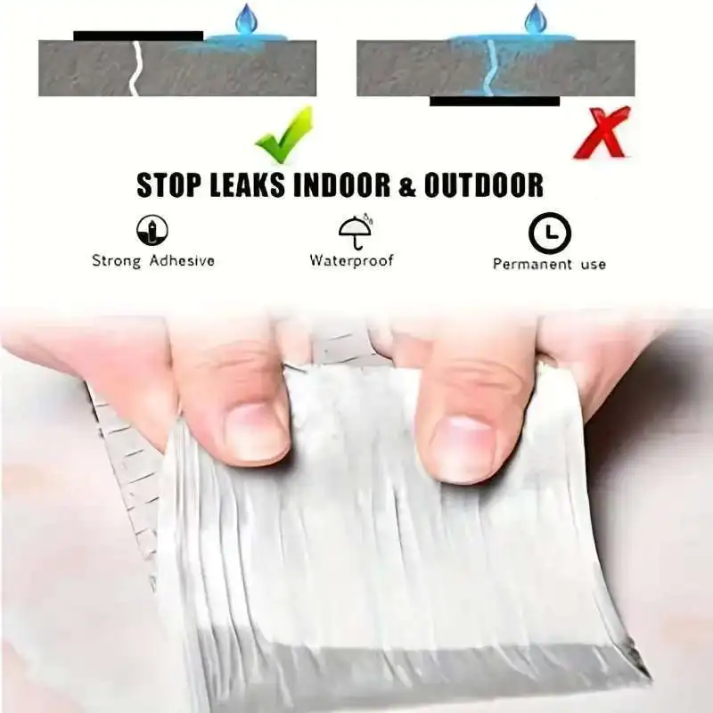 1-5m Super Sticky Aluminum Foil Butyl Tape High Temperature Resistance Rubber Waterproof Crack Repair Tape For Pipe Wall Leak