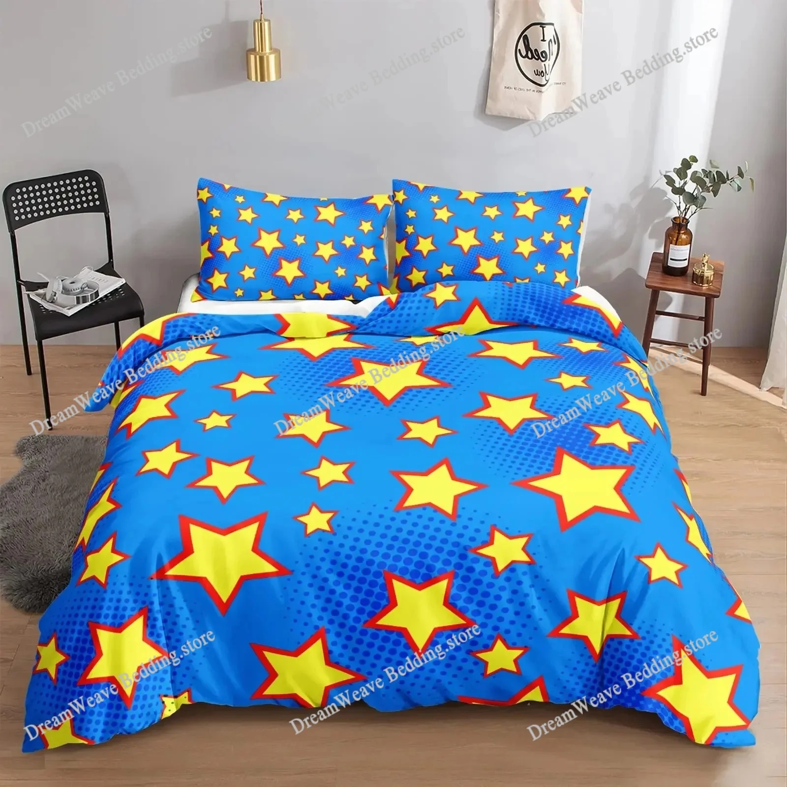 

Star Printed Bedding Set Queen Size Galaxy Duvet Cover Set Boy Fantasy Universe Comforter Cover Ultra-Soft Polyester Quilt Cover