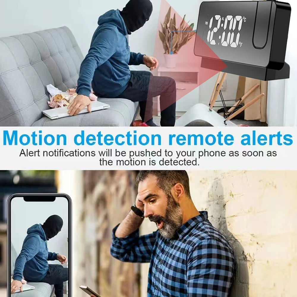 Imagem -06 - Mini Relógio Câmera Full hd 1080p Wifi Câmera Remota sem Fio Detecção de Movimento Alarme Monitoramento Proteção Segurança Escritório em Casa