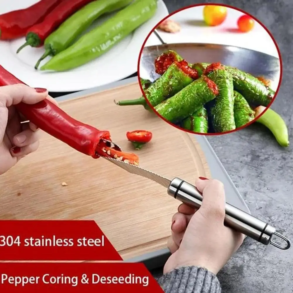 Curved Chili Corer Stainless Steel Vegetable Fruit With Pepper Cooking Corer Chili Kitchen Serrated Tool Remover Edge Seed N8Y0