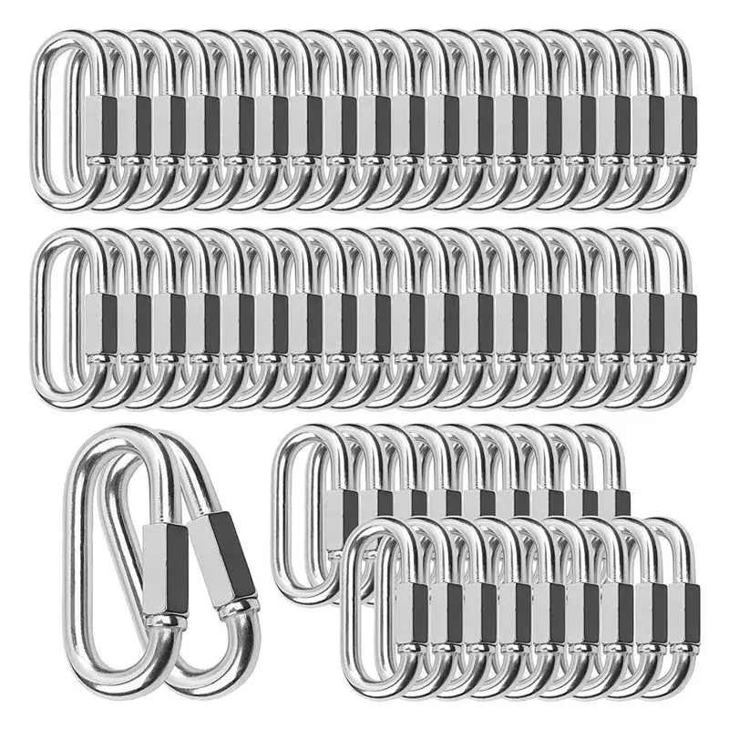 【STOCK】30PCS M6 Quick Links Chain Links Connector Carabiner Clips,Screw Lock Oval Locking Carabiner for Safety Chain Hammock