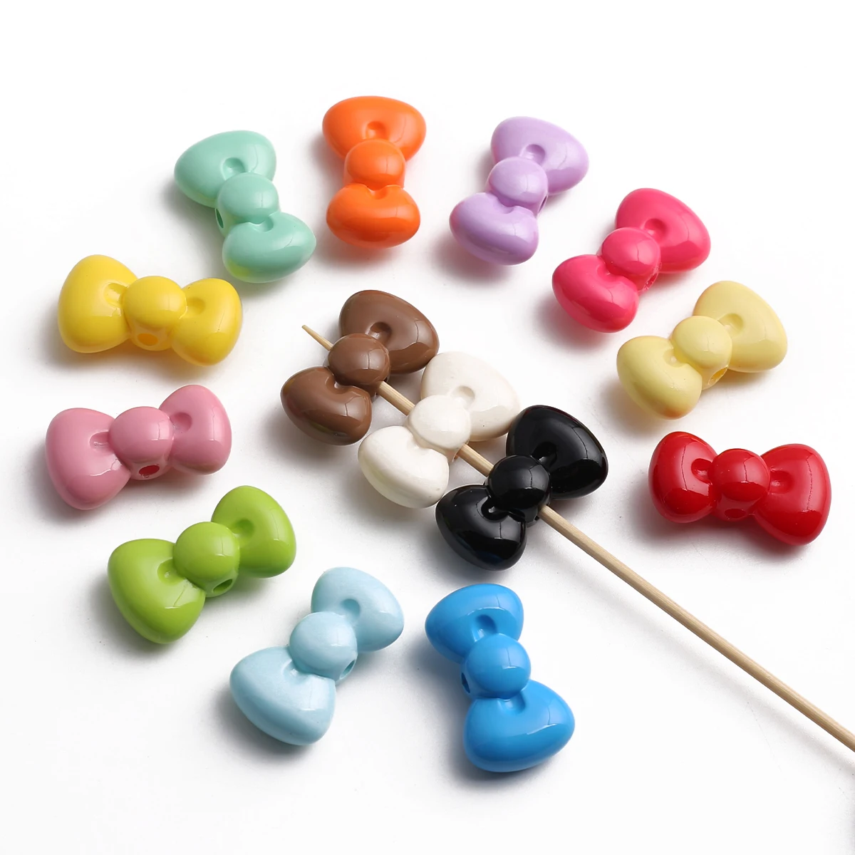 20 Stück bunte Acryl-Schleifenperlen, handgefertigter Schmuck, Handykette, dekorative Perlen und Perlen-Sortimente