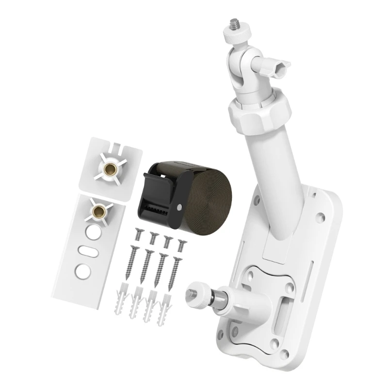 Adjustable Security Camera Mount with Solar Panel Holder, ABS Support Arm for Wall Area or Post Placement in Outdoor D2RC