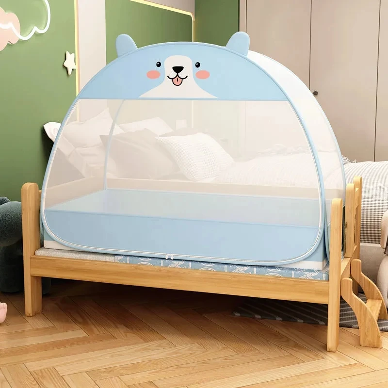 

Double Door Cartoon Children Yurt Mosquito Net full bottom Crib Mosquito Net Double Zipper Foldable Large Space Mosquito Net