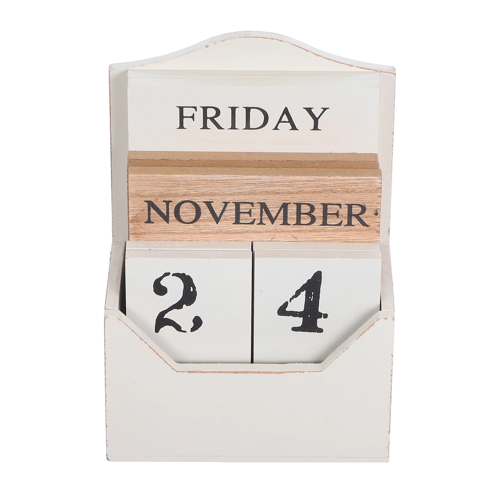 تقويم مكتبي دائم من الخشب بتصميم عتيق، كتلة عتيقة، عرض التاريخ اليدوي، تقويم ديكور لسطح المكتب للمكتب والمنزل #1