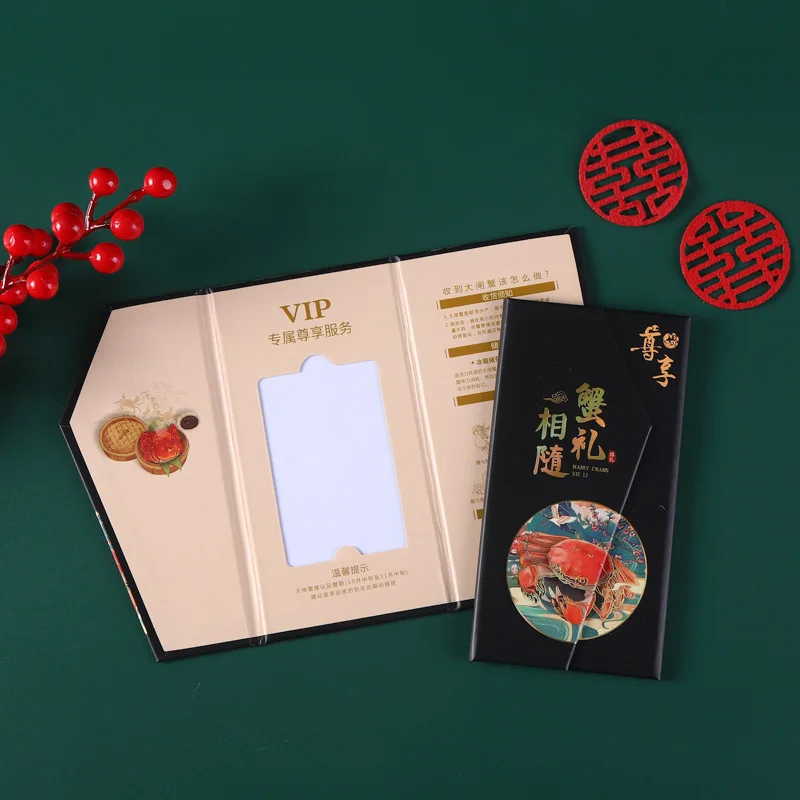 กําหนดเอง. Crab Envelope Pick-up Card Voucher ทํา Hairy Crab Card Holder การปรับแต่งในสต็อกการ์ดที่กําหนดเองอาหารทะเล Env