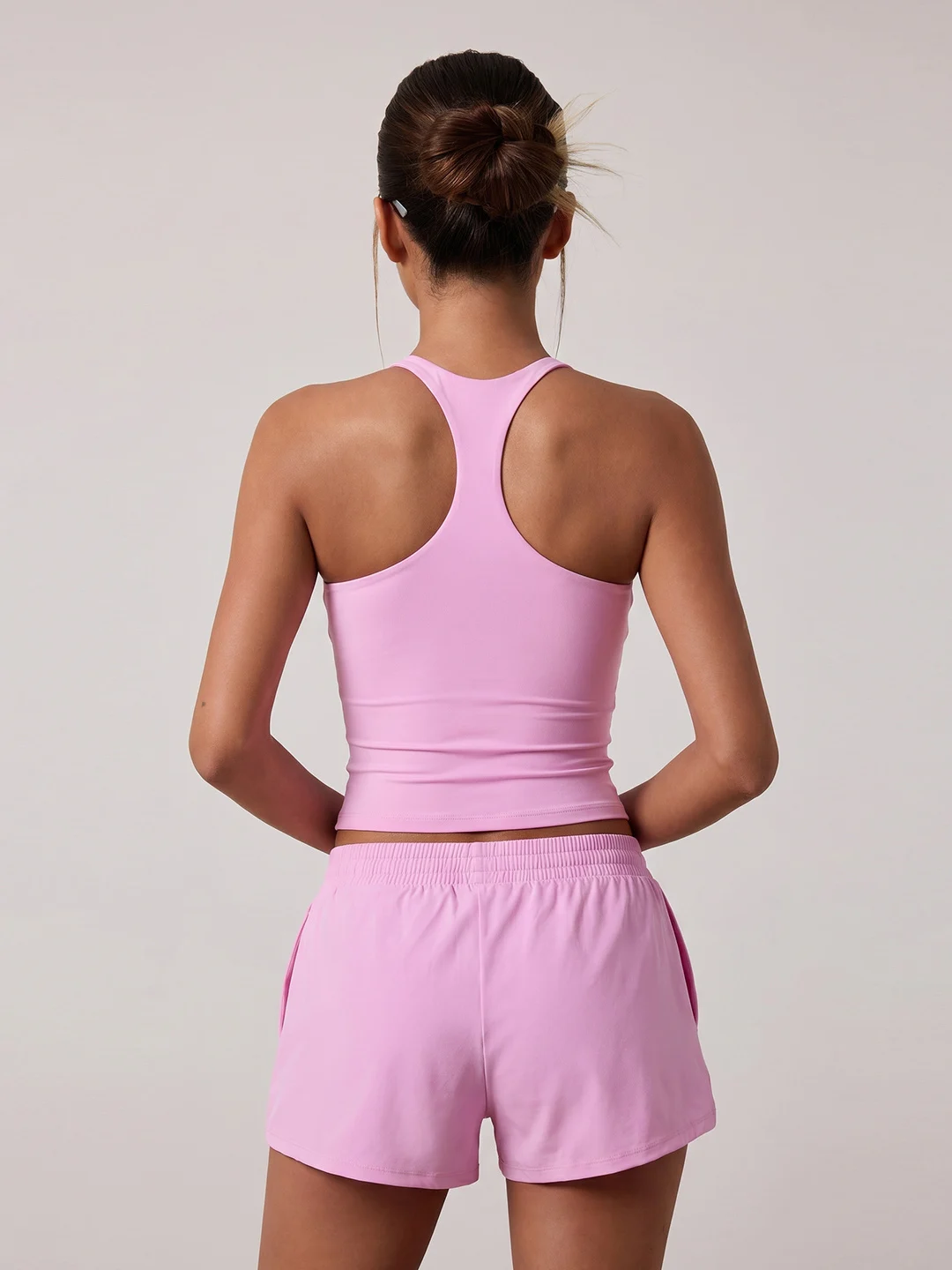 Fitlife Women's Fitness Set V-Neck Training Shockproof Quick Dry Double-Sided Naked Feeling Vest High Waist Butt-Lifting Thre...