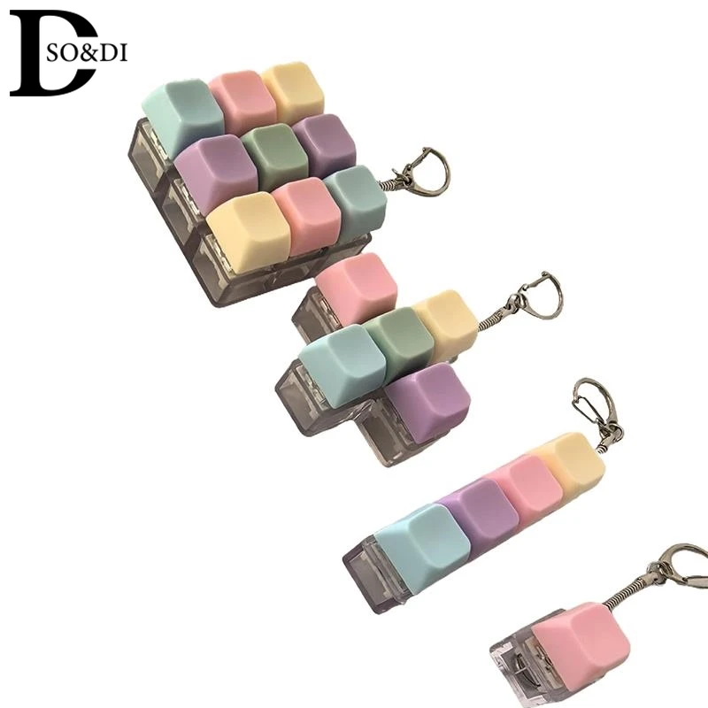 1/4/5/9 Keys Mechanical Keyboard Axis Tester Button Keycap Keychain Stress Relief Fidget Toy Finger Keyboard Caps Toy