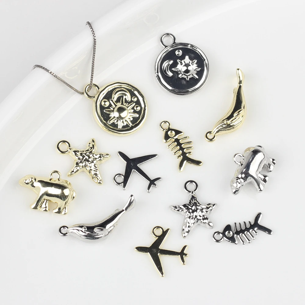 10pcs Animal Starfish Fish Bone Shape Pendant Bear Earring Ornament Necklace Bracelet Jewelry Making Handmade DIY Accessories