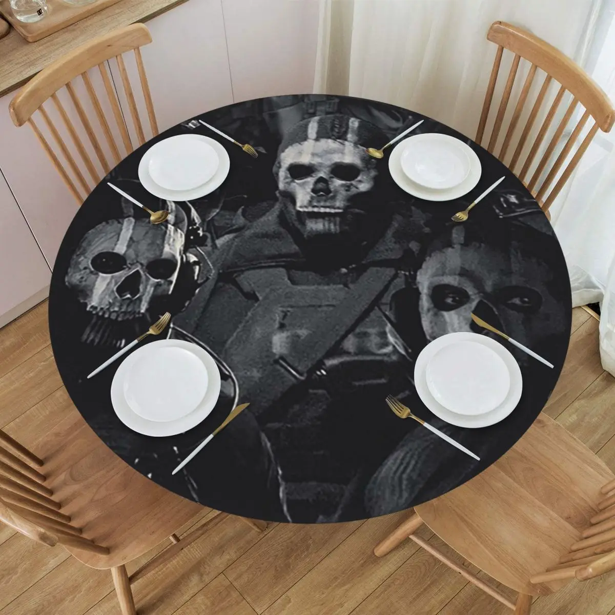 Simon Ghost Riley Waterproof Round Tablecloth Oilproof Table Cloth for Kitchen Events Dining Table Cover