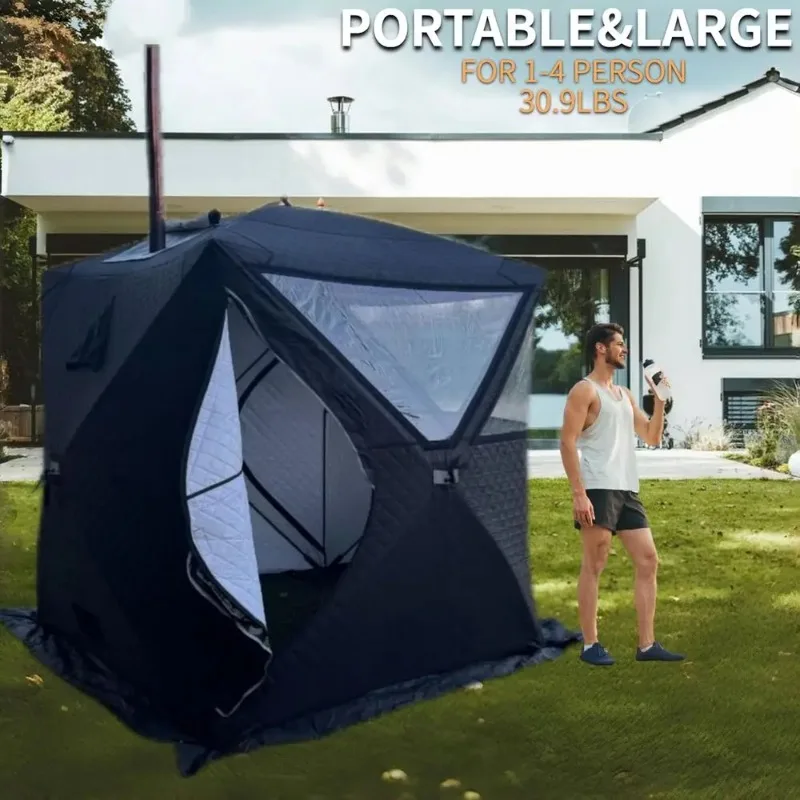 Portable 1-4 Person Sauna Tent - Insulated Personal Spa with Stove, Waterproof, Ideal for Camping or Home Use, Easy Setup, 70.8x