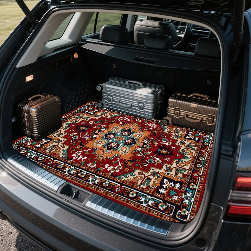 Vintage Persian Pattern Trunk Mat, Durable and Non-Slip Trunk Mat, Vintage Car Interior Decorative Mat