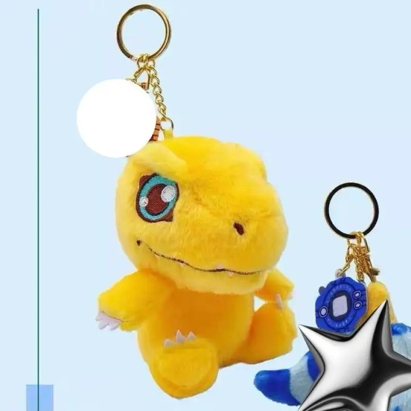 Japanese Anime Digital Monster Plush Keychain Cartoon Kawaii Agumon Doll Backpack Zipper Decoration Toy Friend's Holiday Gift