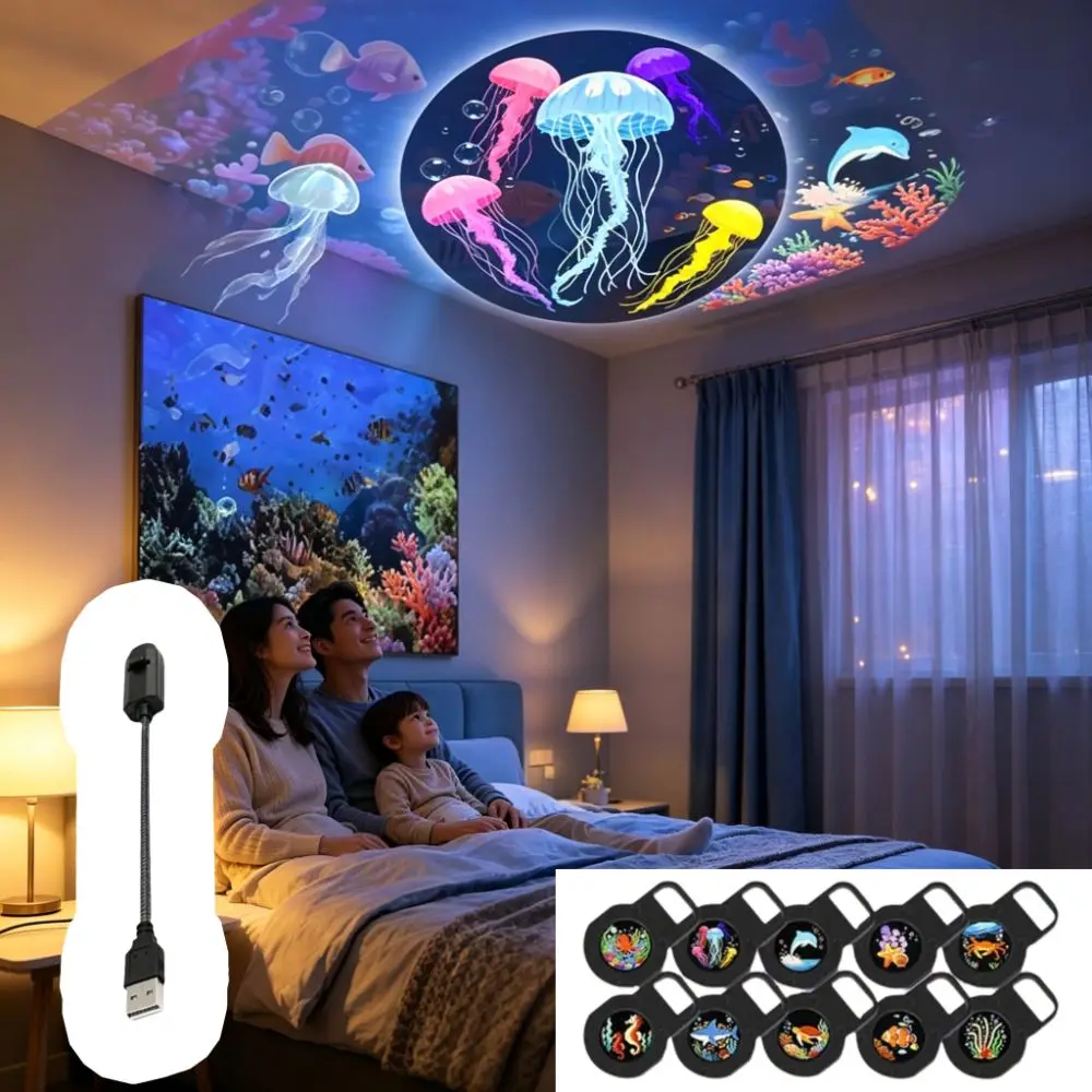 360 Degree Rotating Dreamy Ocean Projector Flexible Neck Ocean World Party Ambient Light Snowflake Dynamic Projector