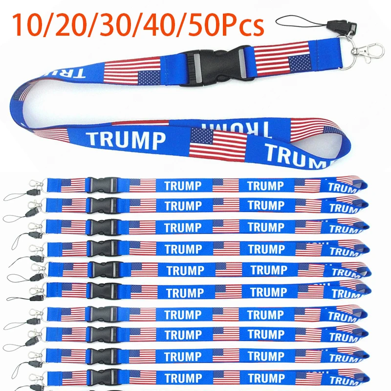 10-50Pcs TRUMP Keychain Neck Strap Lanyard Polyester Keychain Lanyards