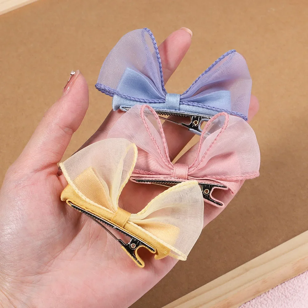 2Pcs/set Girls Two-layer Chiffon Bows Hair Clips for Baby Kids Sweet Gifts Cute Hairpins Barrettes Fashion Hair Accessories Gift