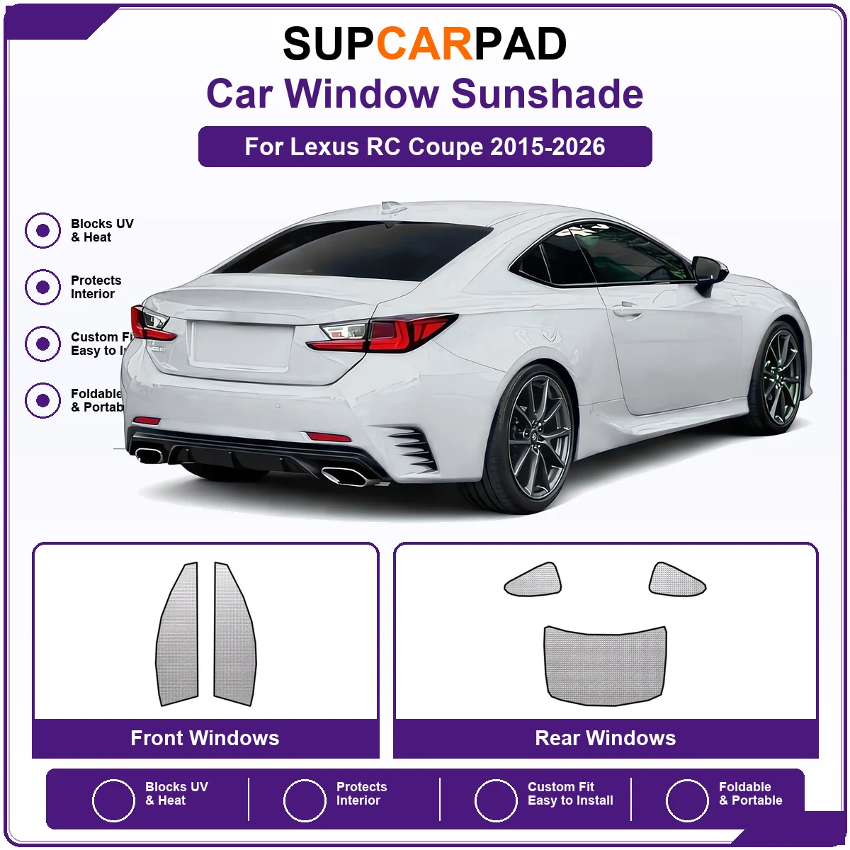 For Lexus RC Coupe 2015-2026 Pre‑Cut Auto Window Sunshade Anti‑UV Car Sun Visor Protector