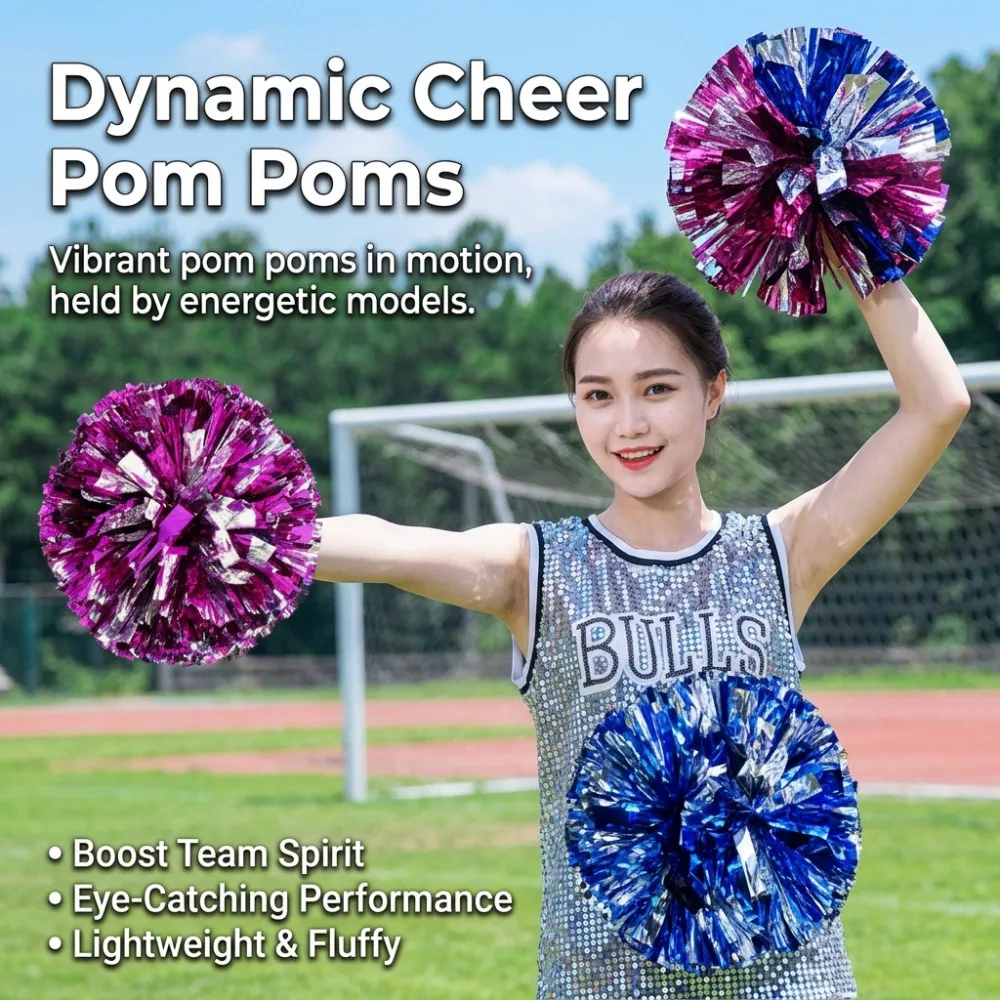 Colorful Cheerleader Pompons for Girls and Kids, Animation Balls for Fingers, Dance Cheerleader Accessories