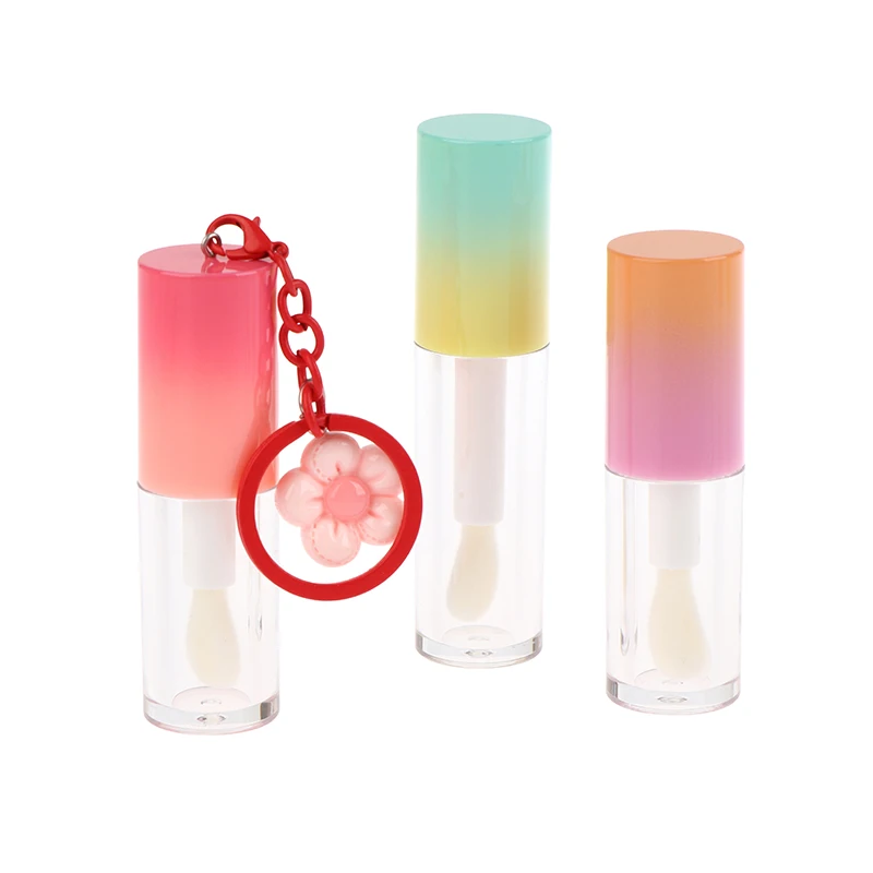 ● Bouteille de glaçage à lèvres en plastique de 4ML/6ML, 1 pièce, avec porte-clés dégradé, Tube vide de brillant à lèvres, bouteille d'échantillon rechargeable