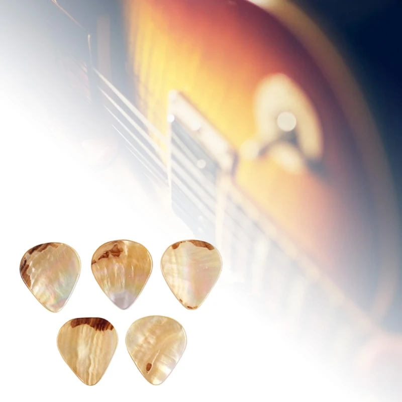 2024 New 5PCS Professional Bass Guitar Picks Mediator Abalone Seashell Acoustic Guitar Plucked Accessories Guitar Pick Tools