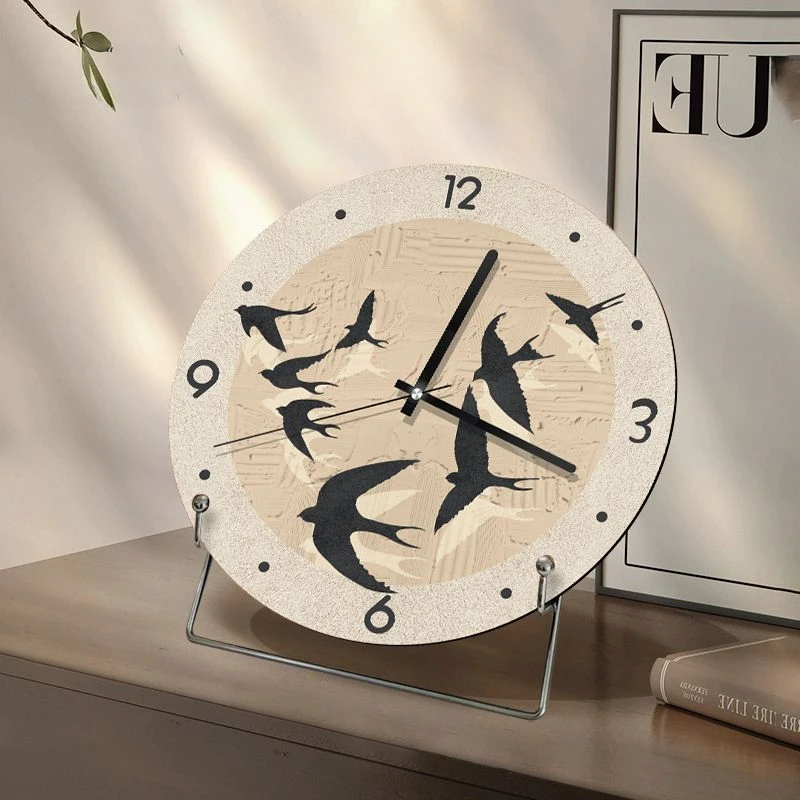 

French Retro Creative Wall Clock Decoration Household Bedroom Simple Wall Hanging Watch Living Room Quiet Pendulum Table Clock