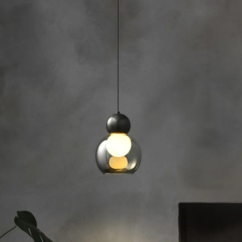 

Modern Gray Clear Glass Pendant Lights Brass Bedroom Bedside Dining Room Bar Hanging Lamp E27 Bulb Wire Adjustable Drop Shipping