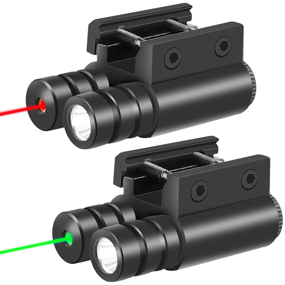 Red Green Laser Sight Weapon Light Combo for Rifle Pistol Mini Red Dot Laser Sight LED Weapon Gun Light Flashlight for Hunting